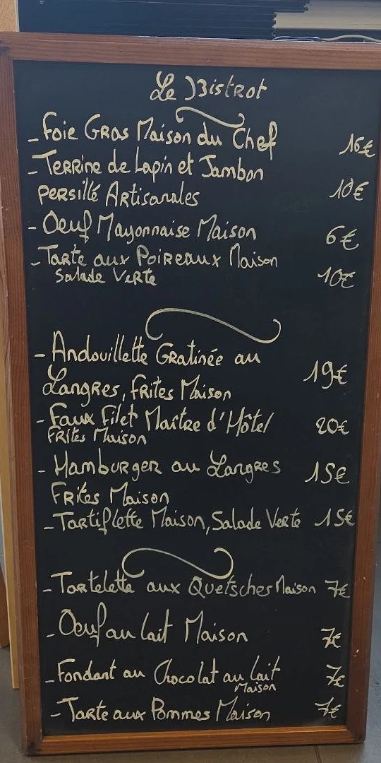 L'ardoise du Bistrot du 30 octobre 2026